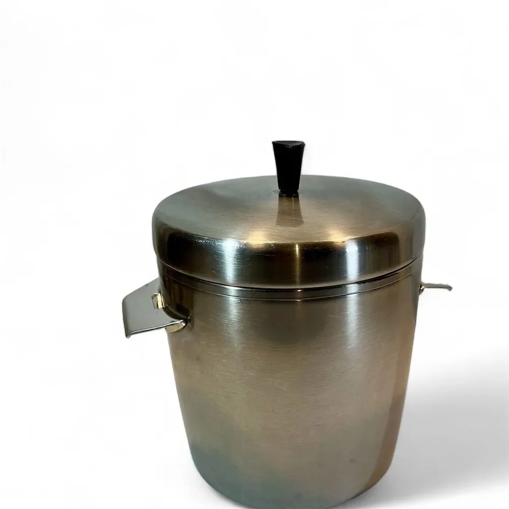 1950's West Bend Ice Butler Stainless Steel Insulated Ice Bucket 4qts